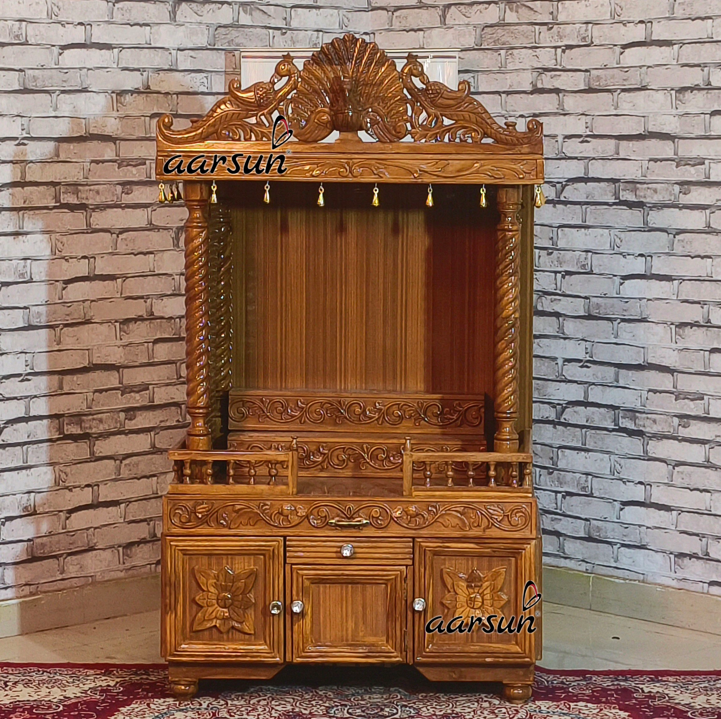 wooden mandir, latest design mandir, royal wooden mandir, wooden mandir new designs, latest royal hand carved temples, hand carved temples, Aarsun temples
