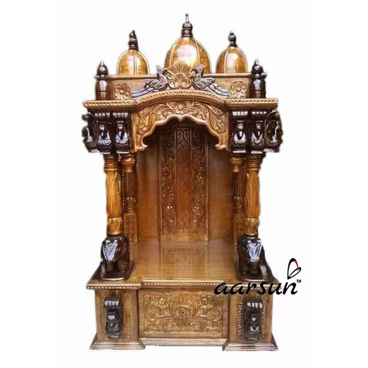 Image for Wooden Mandir in Teak Wood MNDR-0686