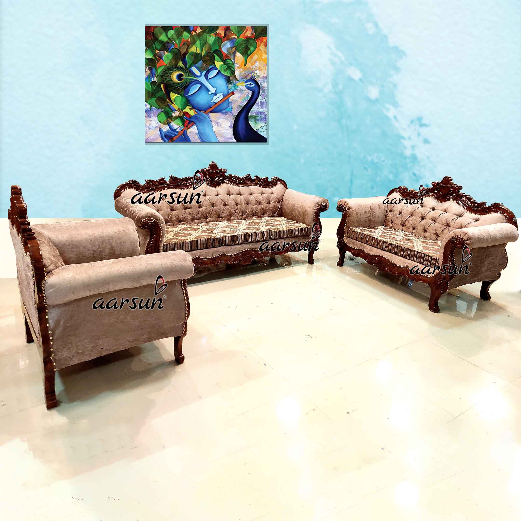 Hand-Carved Wooden Sofa for Home YT-183