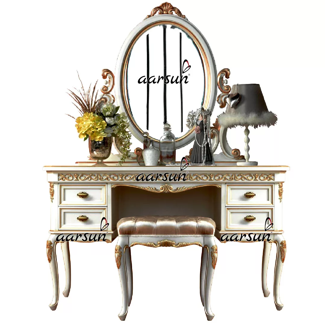 Luxury White Finish Dresser Table DRSR-0031