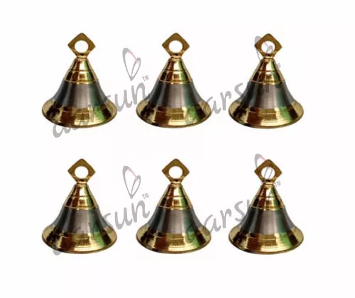 Image for Brass Pooja Bells Golden Silver Shade BELL-0004