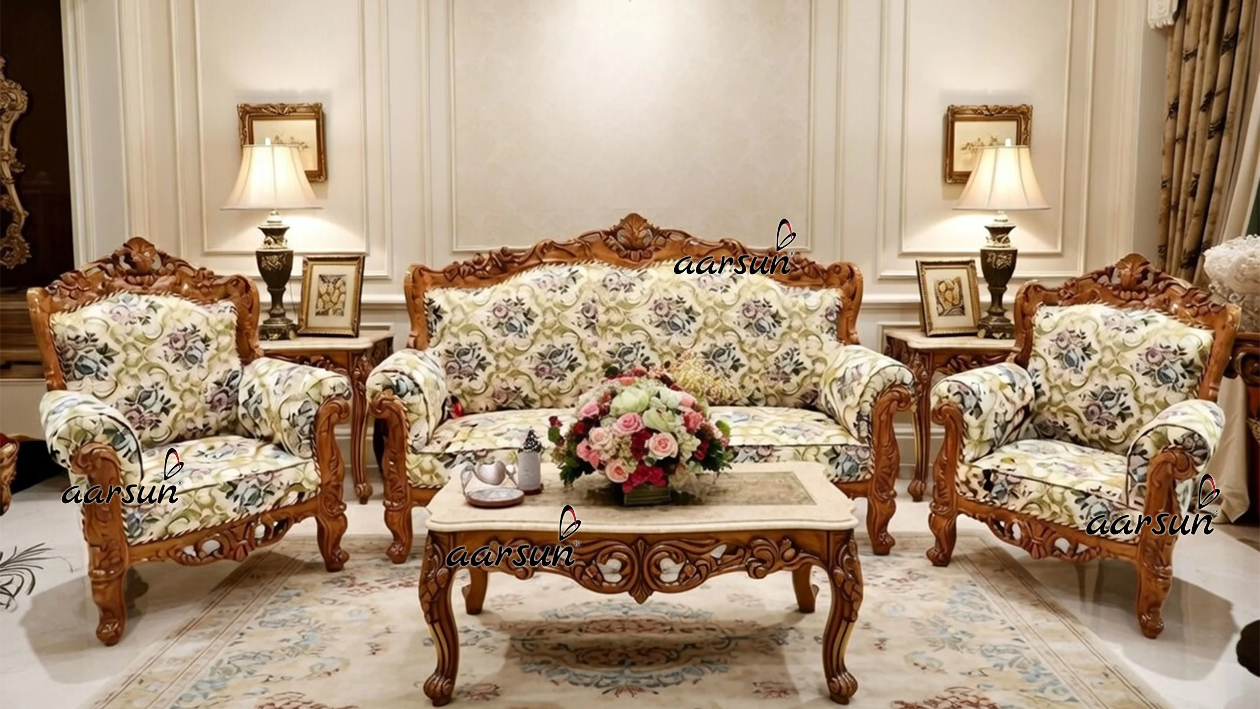 Image for Floral Sofa Set Design(3+1+1) for Living Room UH-YT-162