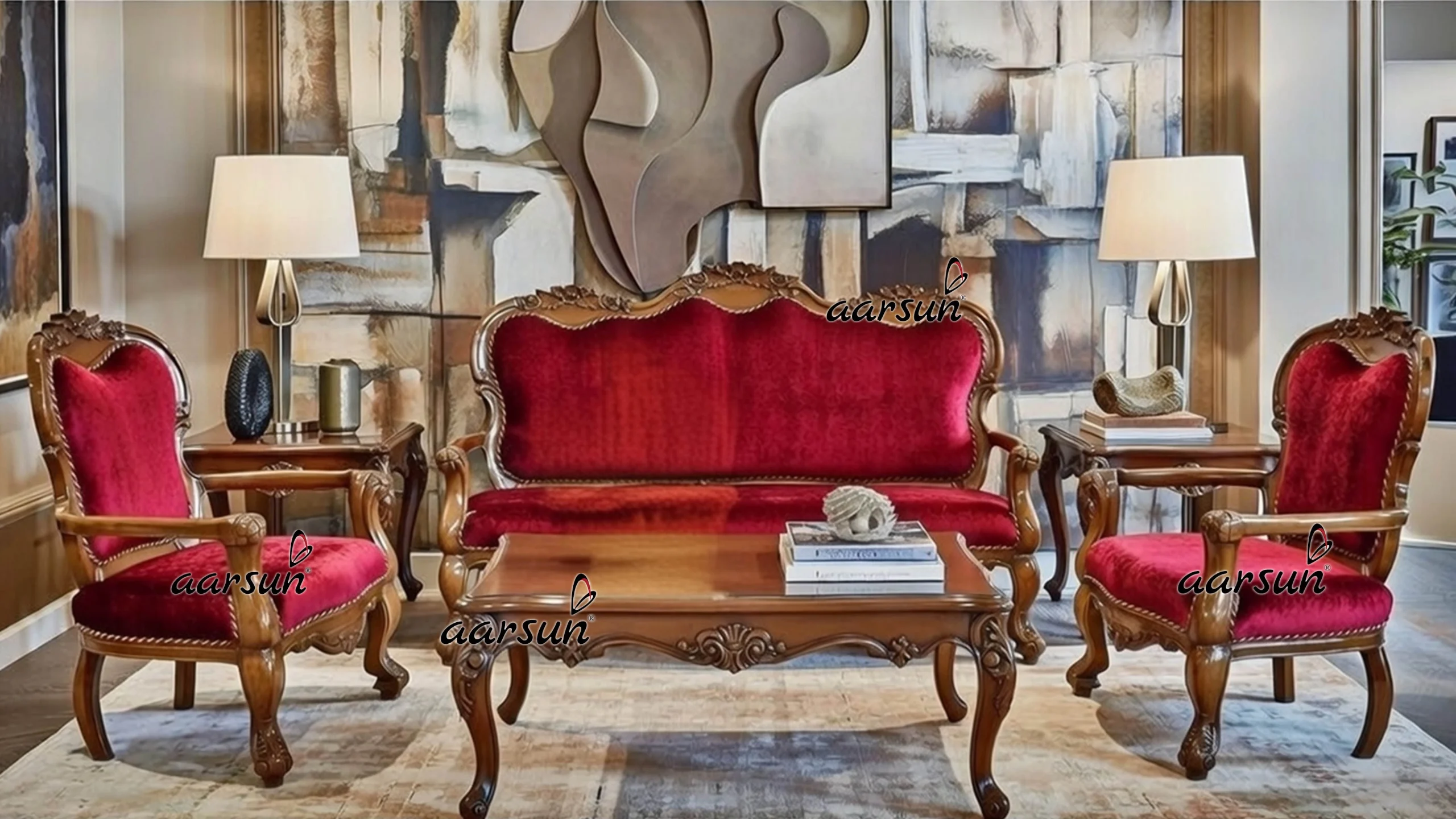 Image for Carved Sofa Set Living Room Furniture UH-YT-142