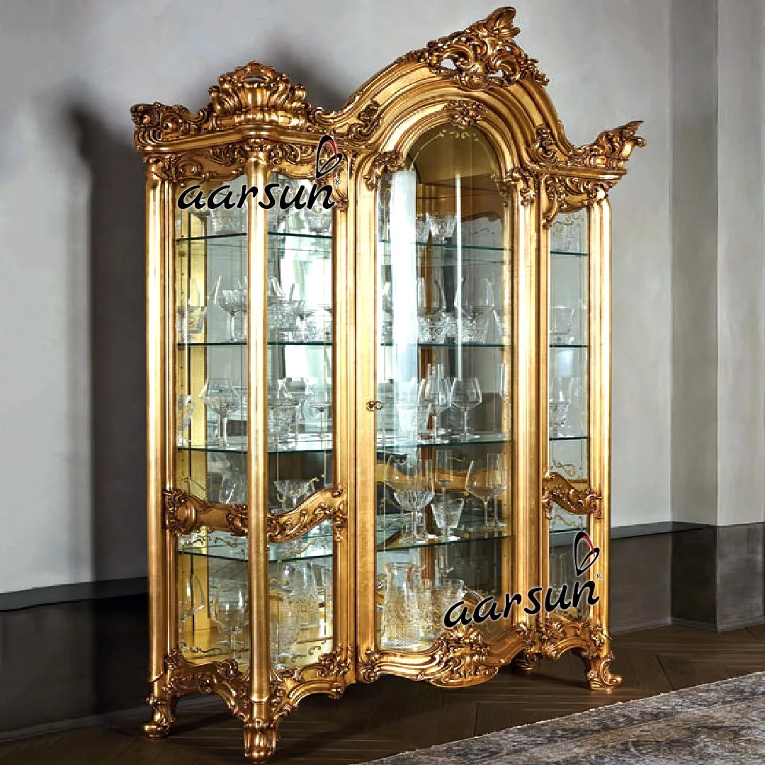 Wooden Storage Cabinet in Gold