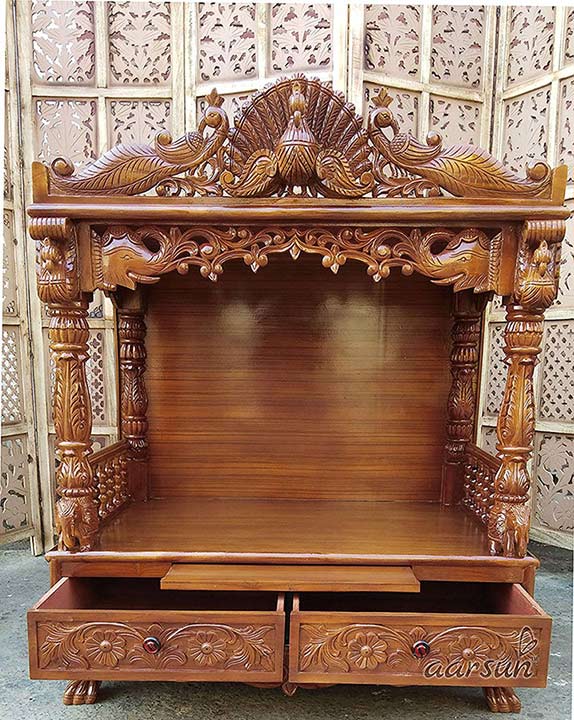 Wooden Pooja Temple with Drawers YT-36