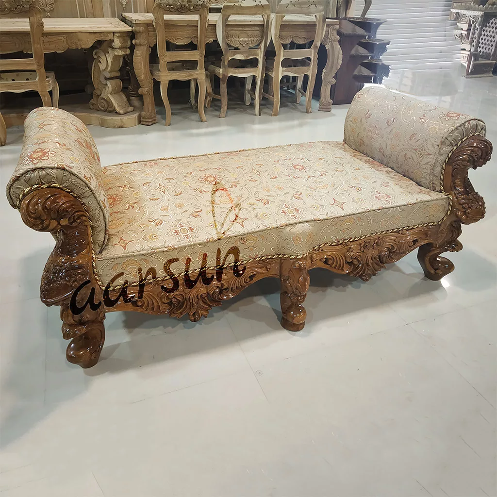 Royal wooden settee bed bench design factory price