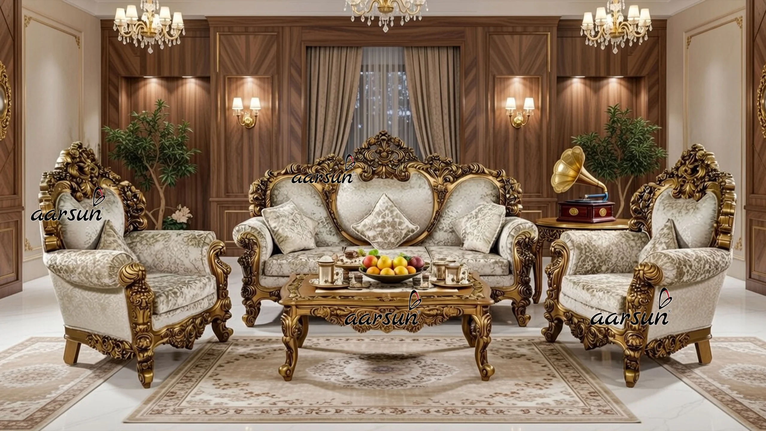 Image for Maharaja Sofa Set 7 Seater Teak Wood UH-YT-51