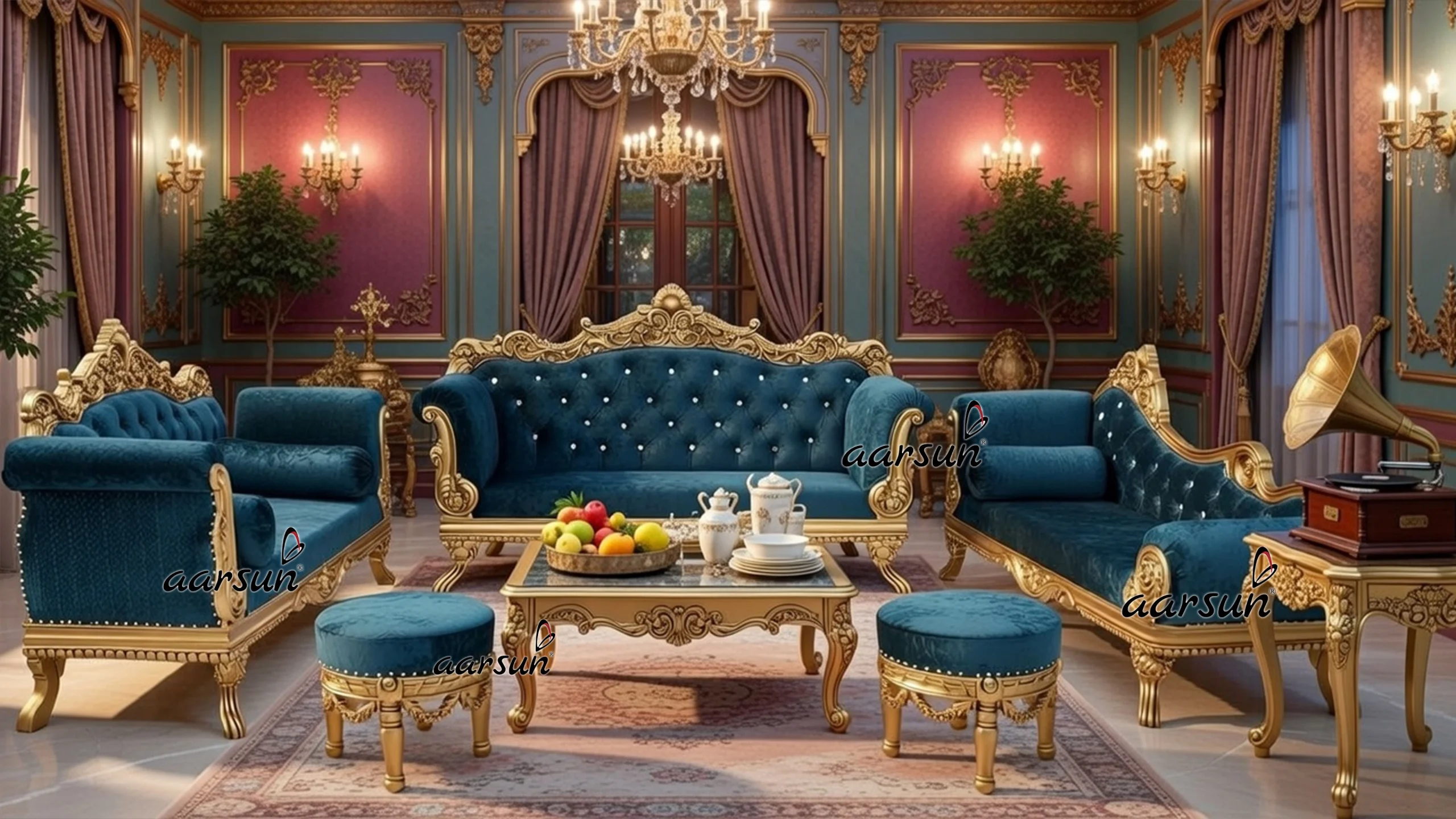 Image for Luxury Teak Wood Living Room Set Wooden Furniture UH-SF-0080-D