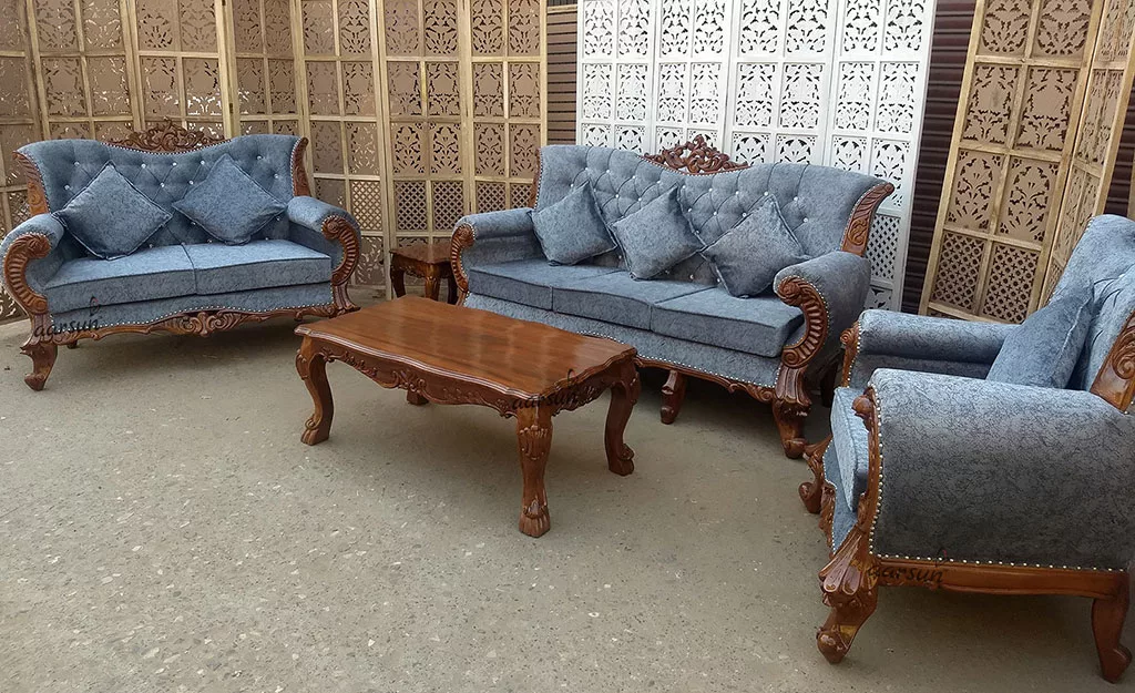 UH-YT-56 Wooden Natural Finish Sofa Set Aarsun