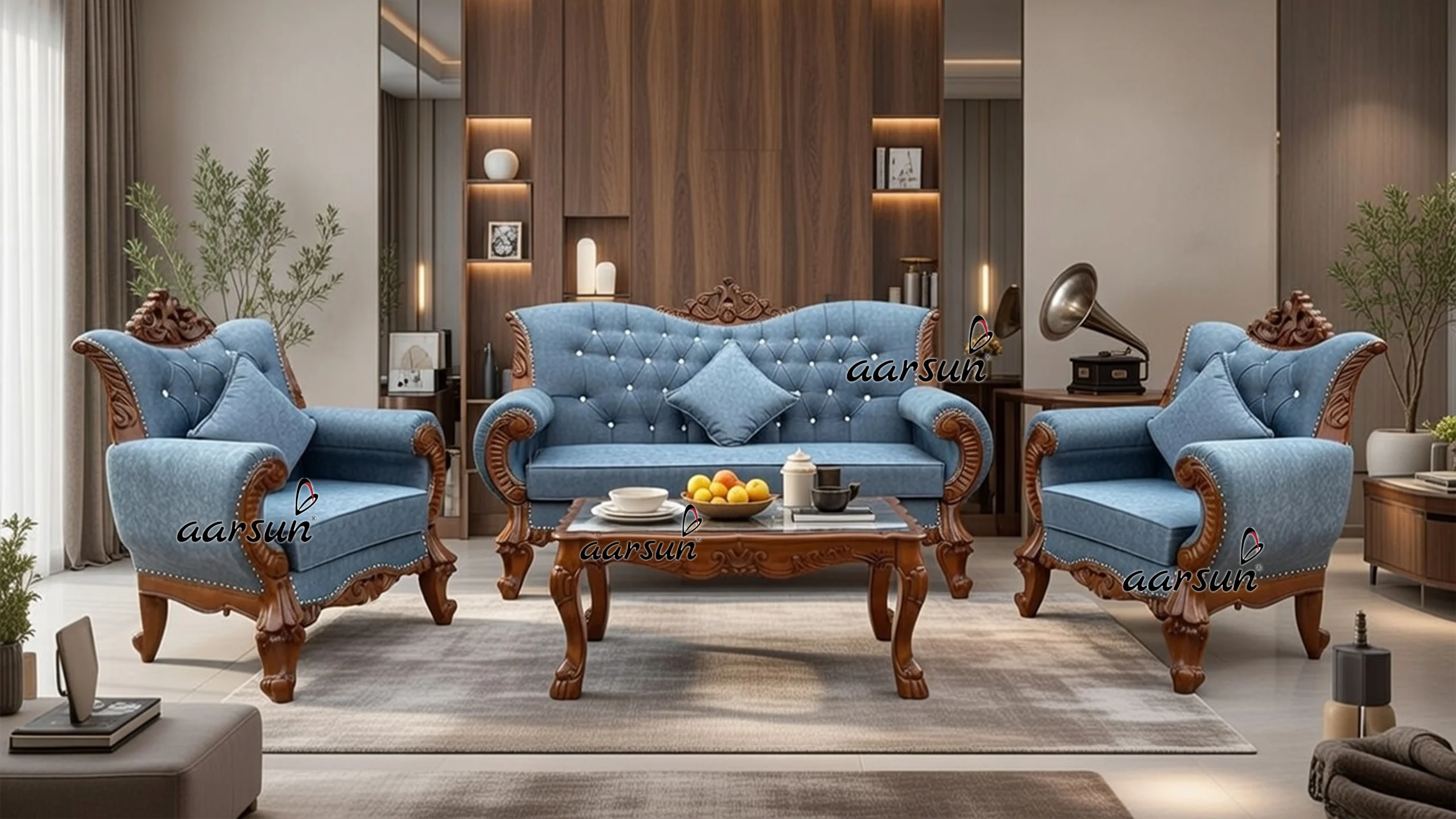 Image for Teak Wood Sofa Set - Natural Finish UH-YT-56