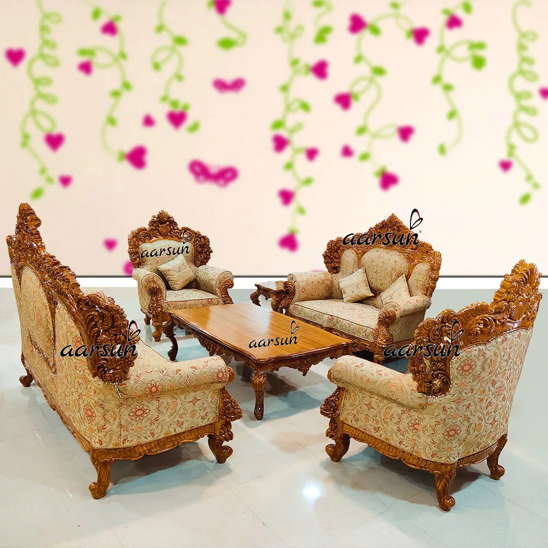 Double Carved Sofa Set for Living Room