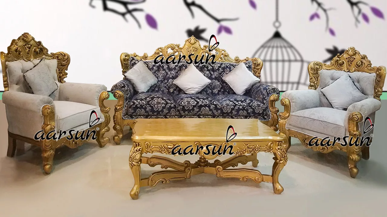 5 Seater Gold Finish Sofa Set YT-119