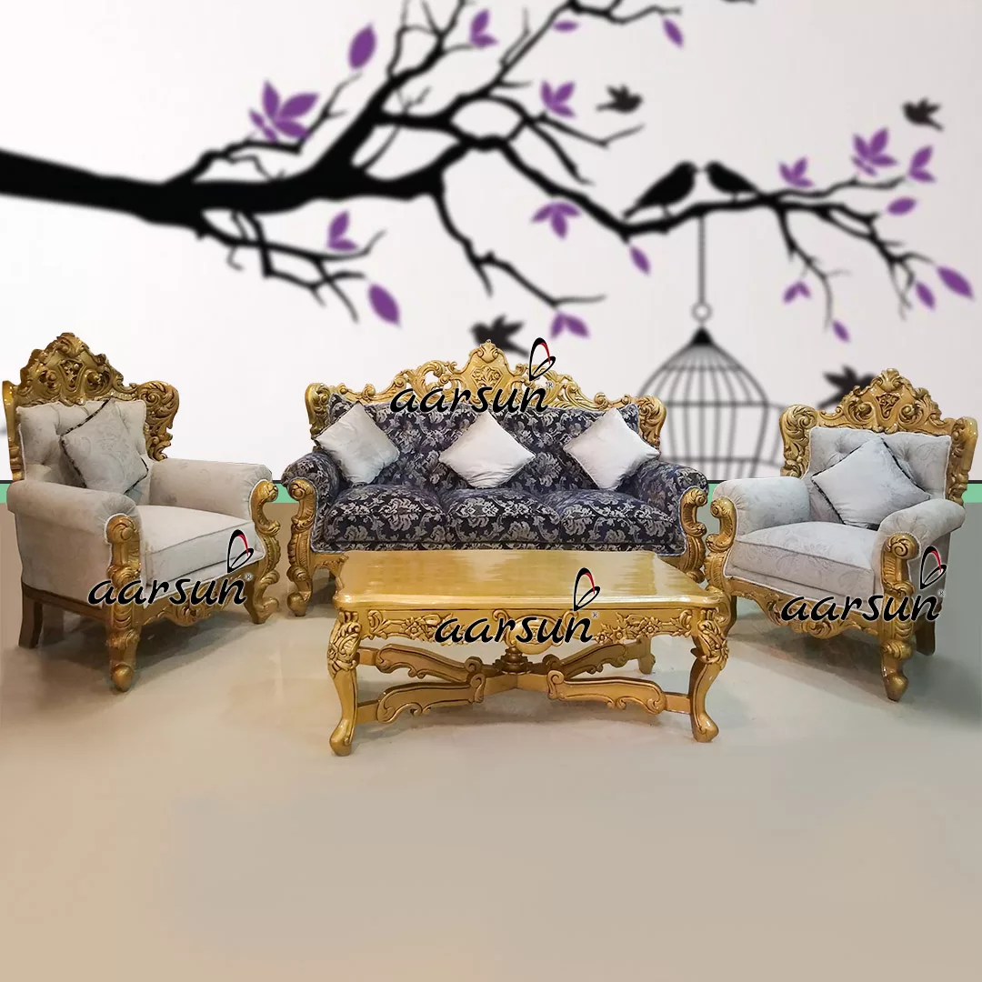 Image for 5 Seater Gold Finish Sofa Set YT-119-A
