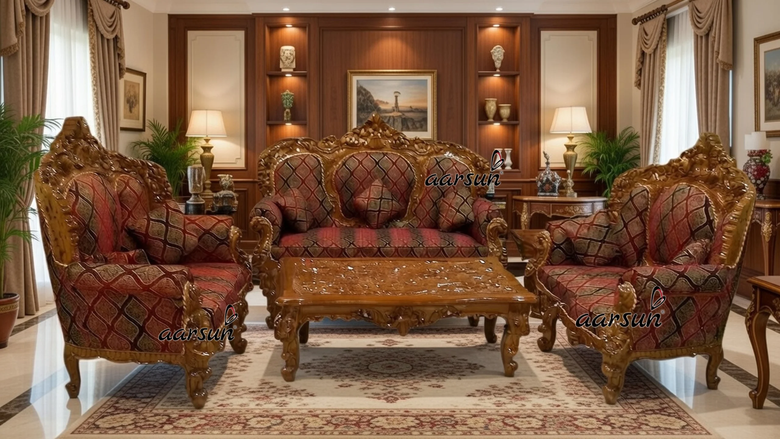 Designer Wooden Sofa Set 3+2+2 Seater