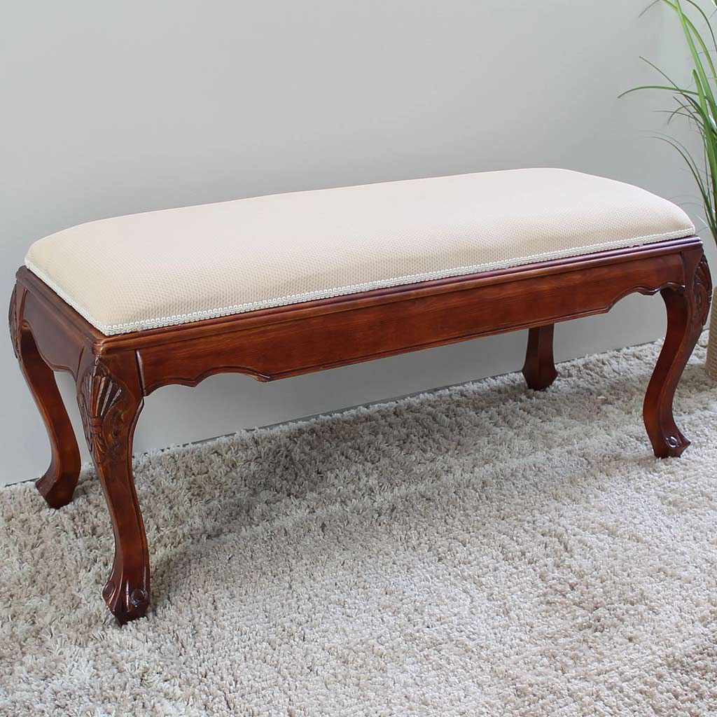 Wood bed bench top design premium finish classy fabric