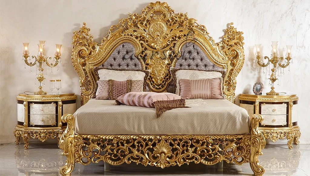 Fully Carved Home Furniture Set Golden Polish UH-ROYAL-0001-A