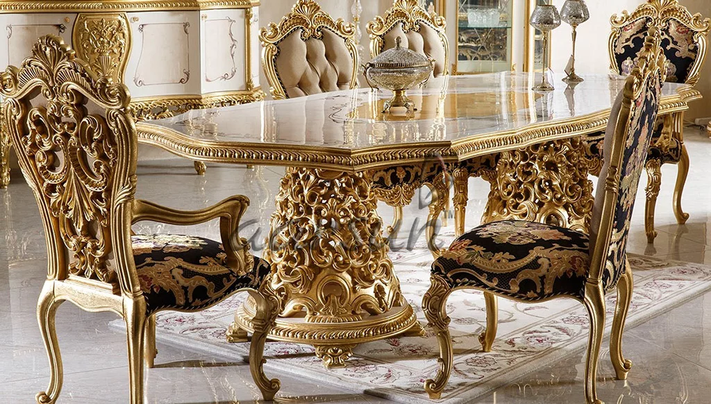 Fully Carved Home Furniture Set Golden Polish UH-ROYAL-0001-D