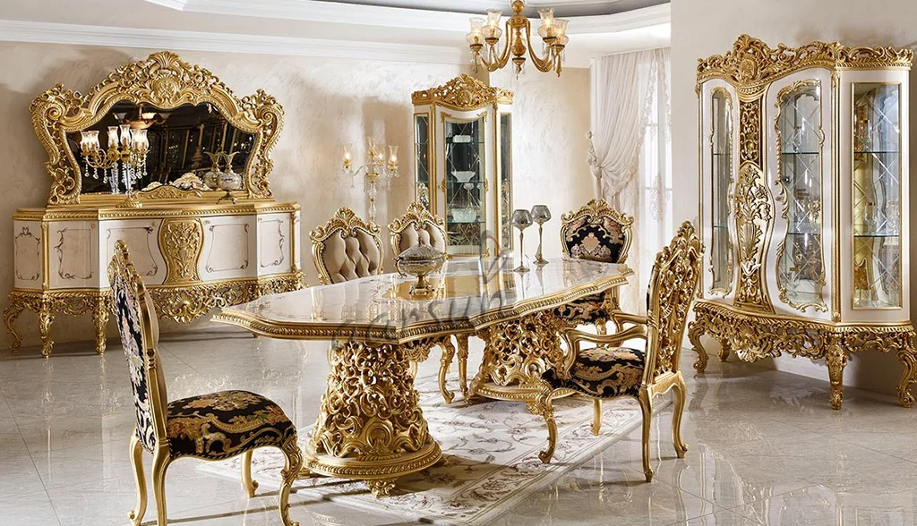 Fully Carved Home Furniture Set Golden Polish UH-ROYAL-0001-S