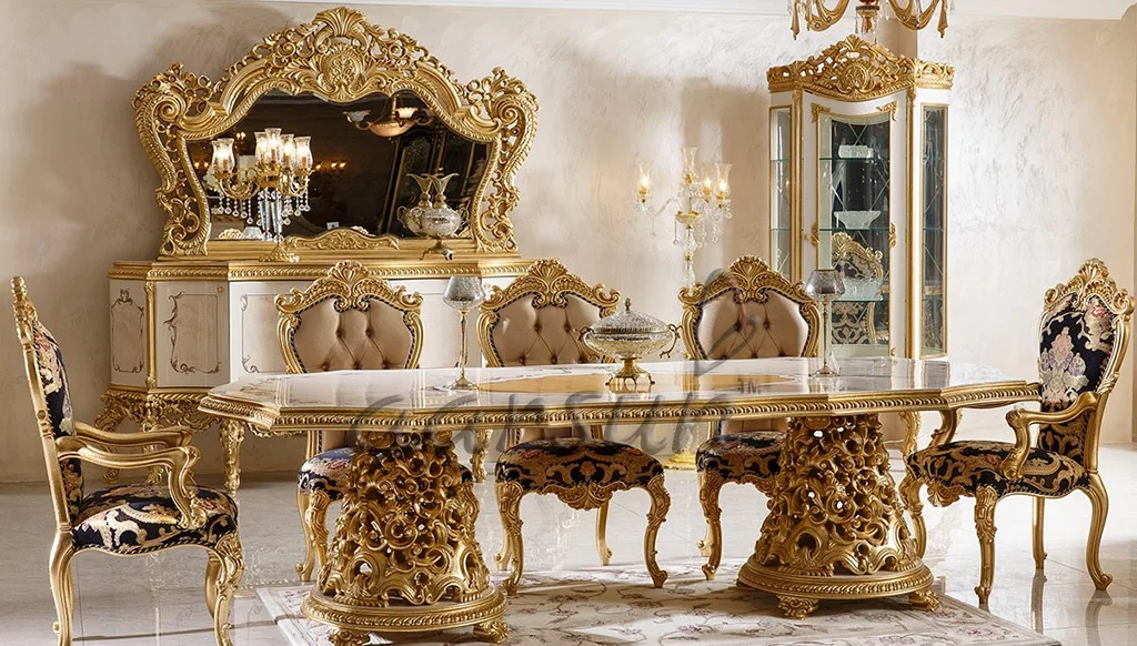 Fully Carved Home Furniture Set Golden Polish UH-ROYAL-0001-T