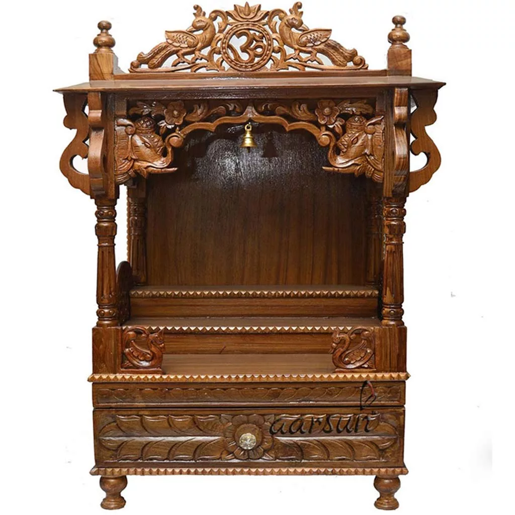 UH-MNDR-0028 Handcrafted wooden mandir design