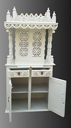White Wooden Mandir UH-MNDR-0005-B