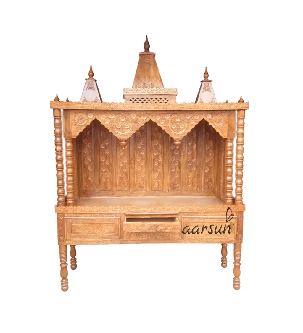 Wood Mandir in Teak Wood for Home MNDR-0129