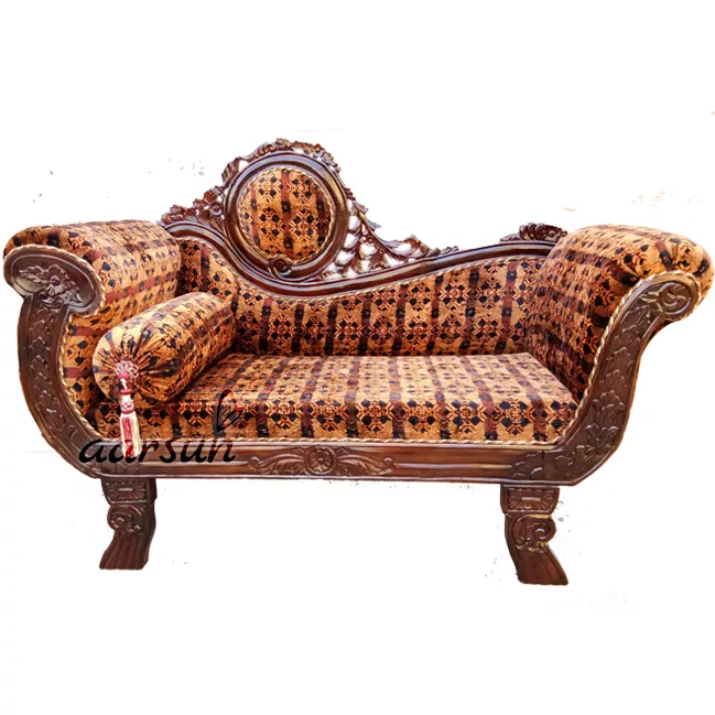 Wooden Couch with beautiful floral carving UH-DWN-0027-B
