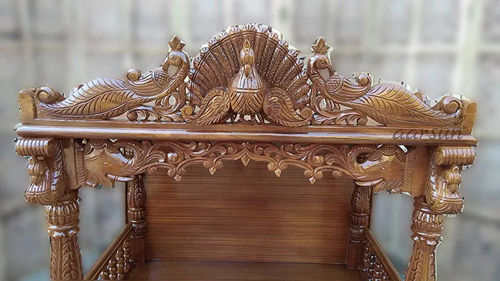Wooden Mandir Pooja Ghar with Drawers UH-MNDR-0109-C