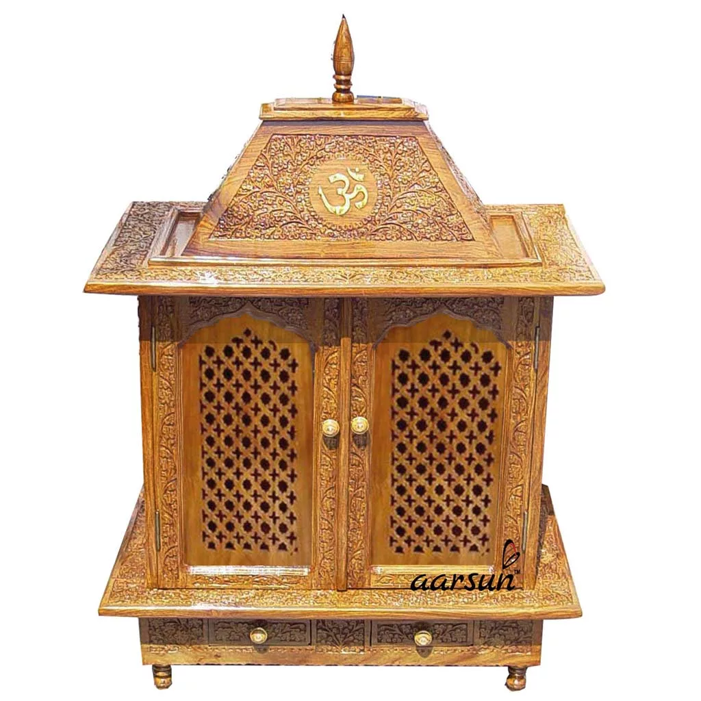 UH-MNDR-0002 wooden pooja cabinet