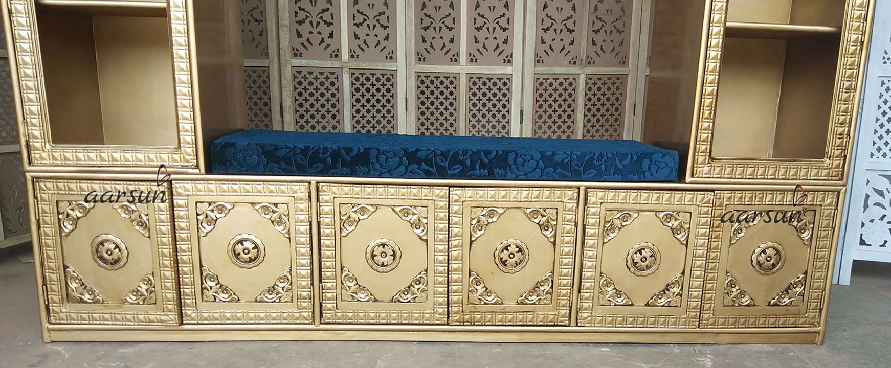 Wooden TV Unit in Gold Polish UH-TVCB-0001-B