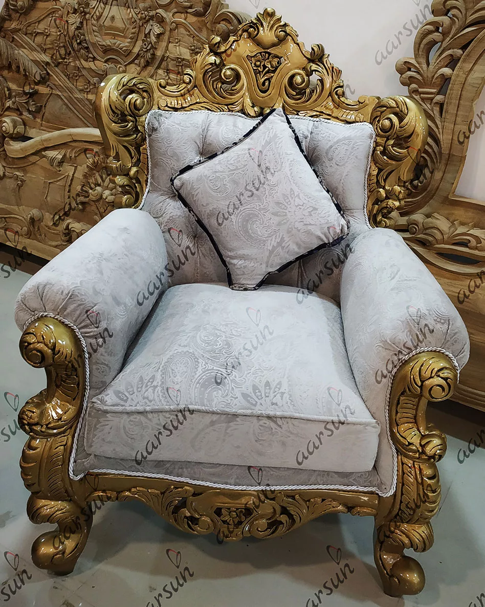 5 Seater Sofa Set for Living Room – Golden Finish UH-SF-0090-C