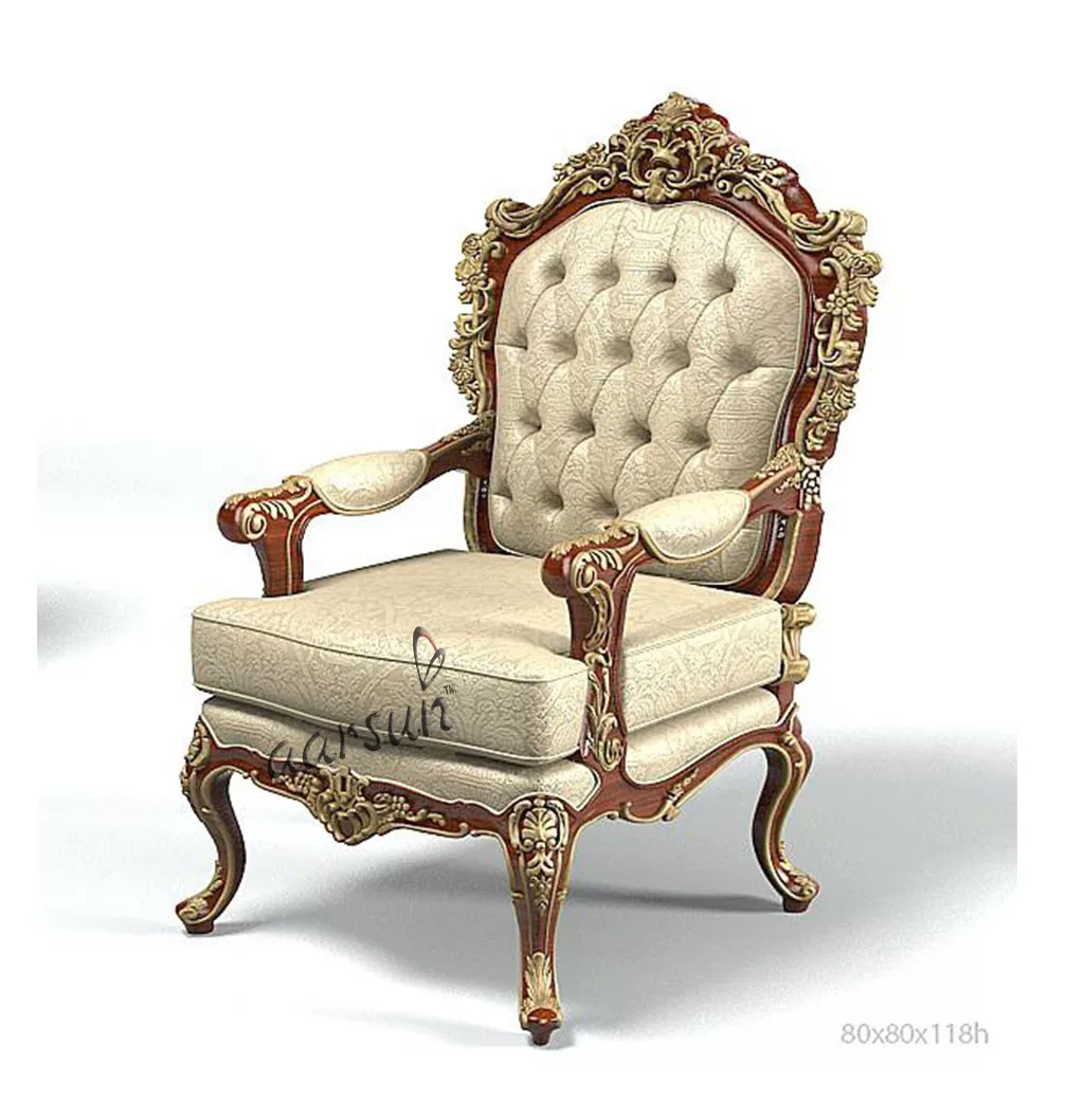 Carved Wooden Armchair Aarsun UH-ARMCHR-0033