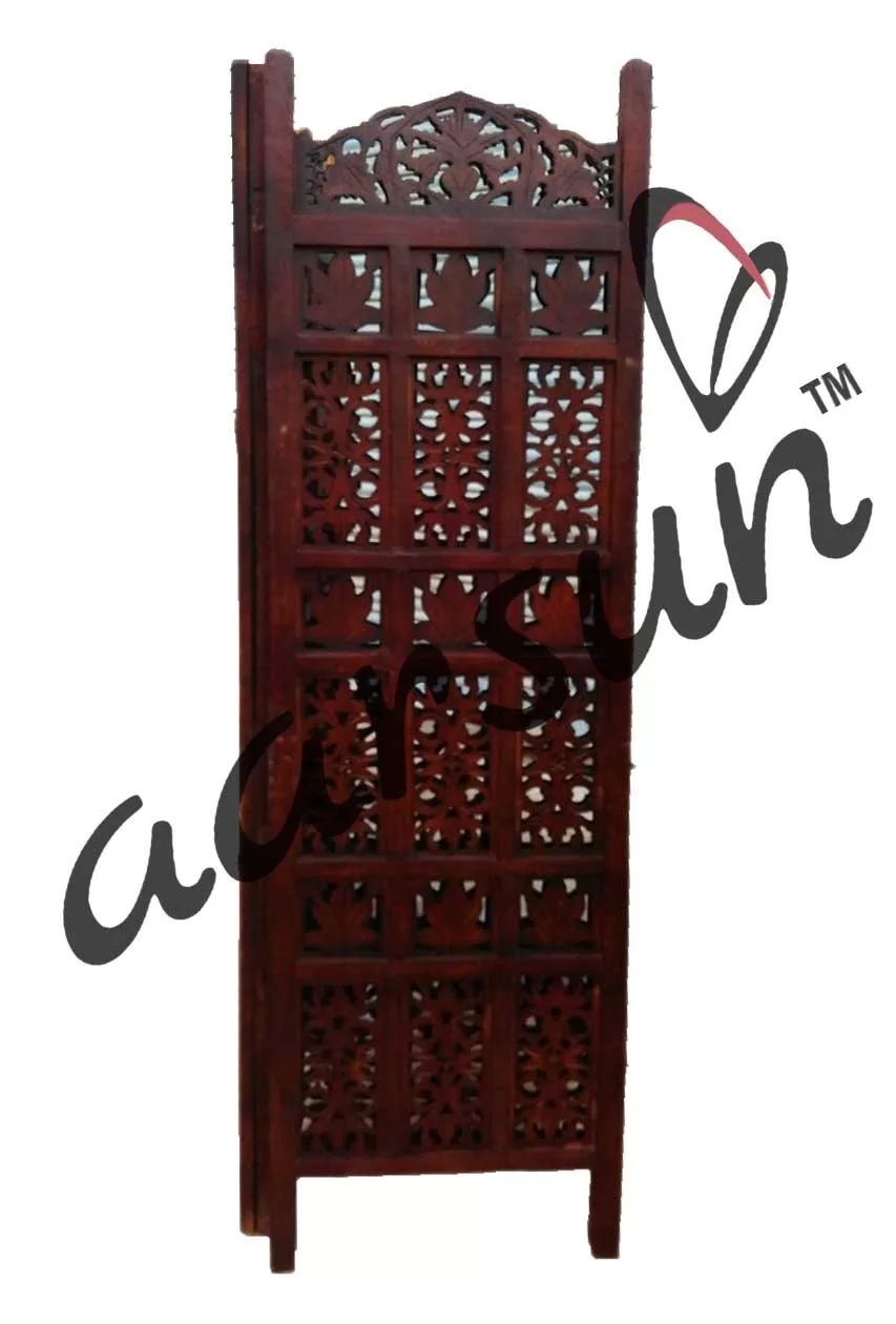 Multipurpose Wooden Portable Room Divider, Versatile Leaf In a Center Design Classic Wooden Room Partition By Aarsun
