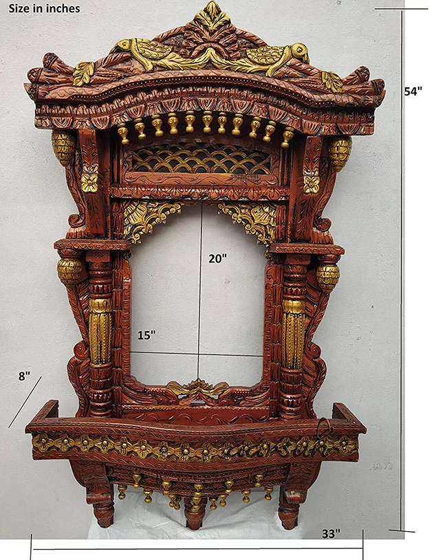 Hand-Carved Dual Polish Jharokha UH-JH-0013-A