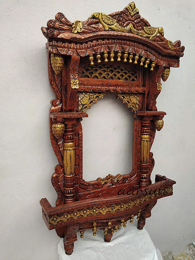 Hand-Carved Dual Polish Jharokha UH-JH-0013-C