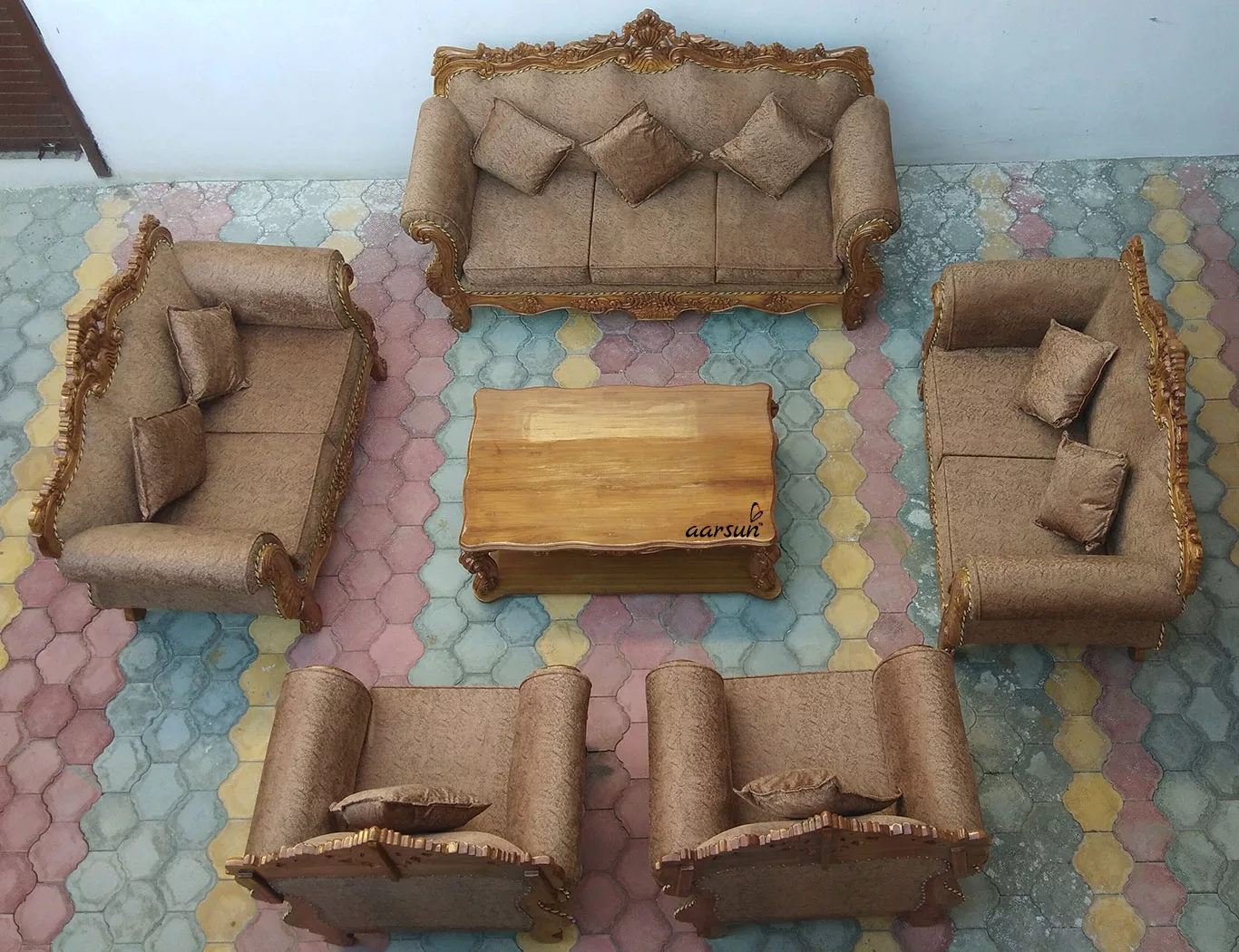 Hand Carved Wooden Sofa Set UH-SF-0001-A