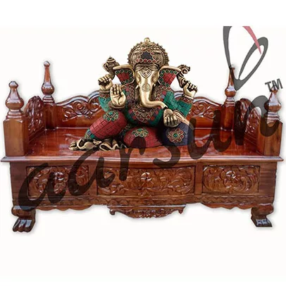 Carved Pooja Chowki made in Premium Quality Teak Wood
