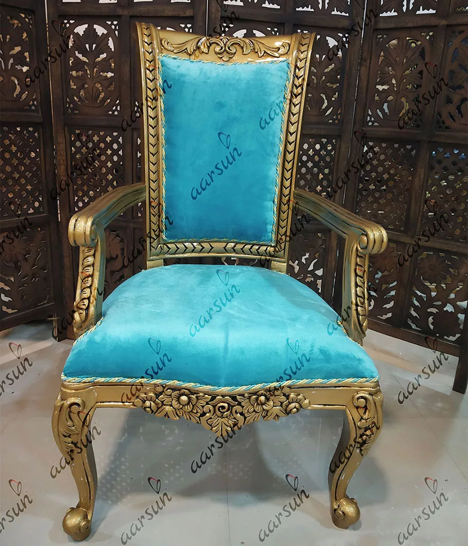 Aarsun Rococo Design Wooden Chair Gold Finish UH-CHR-0008-A