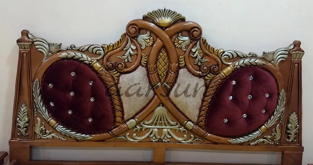 Royal Wooden Bed – Copper Polish with Silver Highlights UH-BED-0024-C