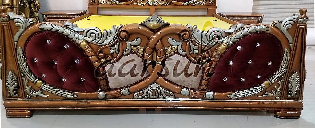 Royal Wooden Bed – Copper Polish with Silver Highlights UH-BED-0024-E