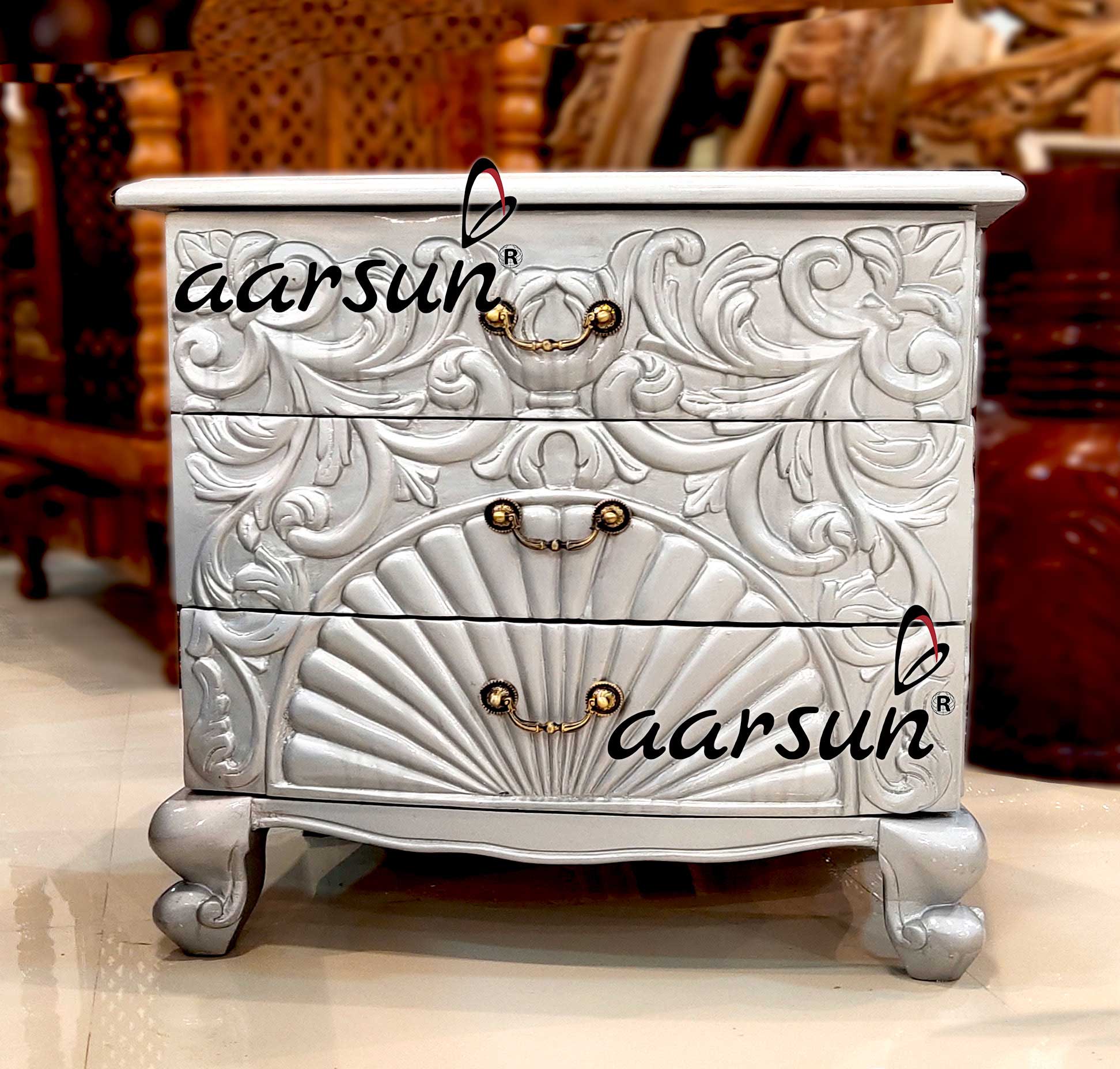 Silver Bed Design with Two Night Stand Table YT-232-B