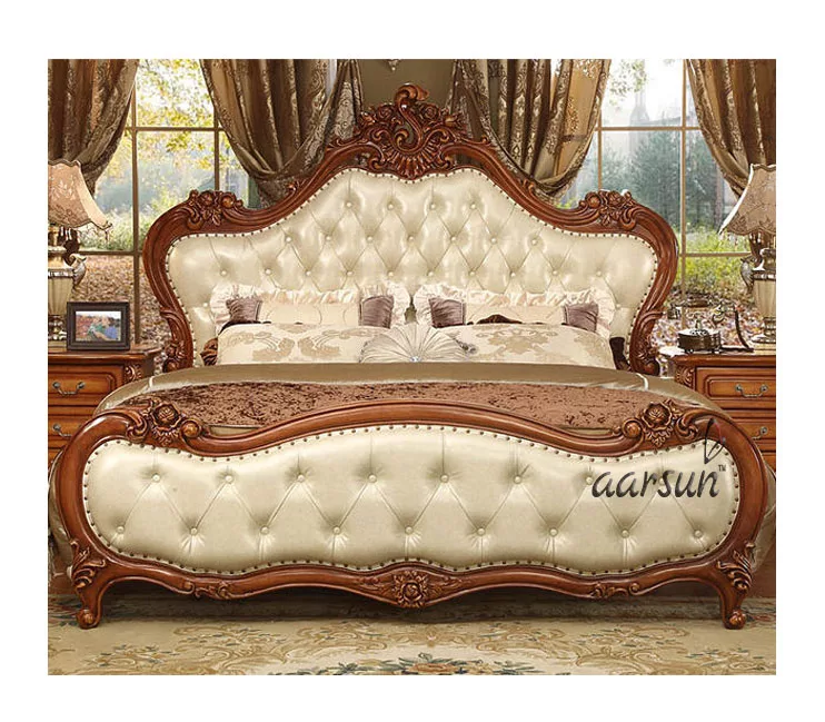 UH-BED-0037 Aarsun Hand Carved Wooden Bed