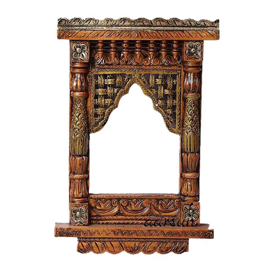 Wooden Hand-Carved Jharokha Aarsun