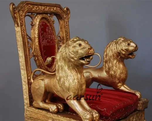 Wooden Singhasan Chair with Lion Arm UH-SGSH-0012-A