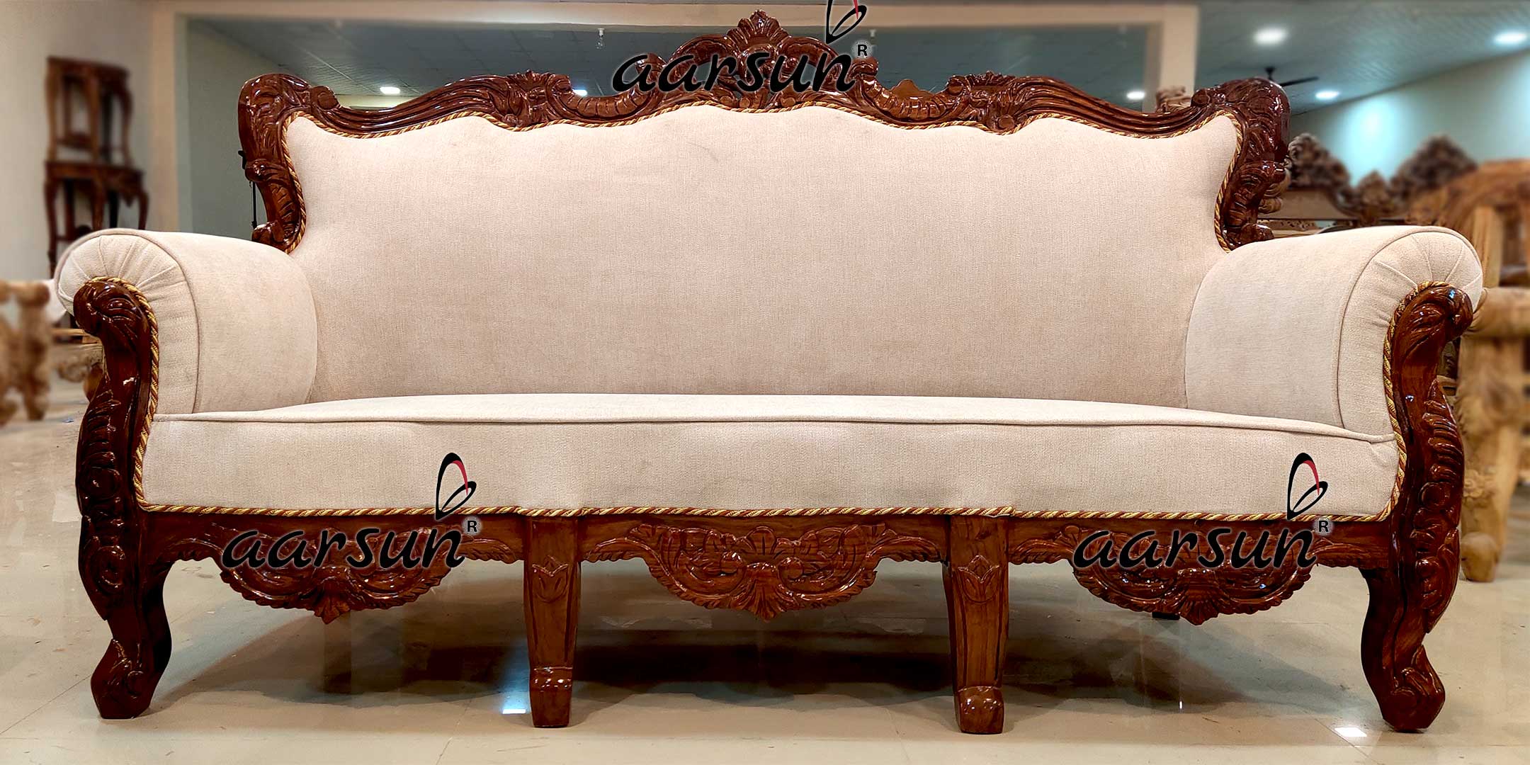 Classic Sheesham Sofa Set for Living Room-B