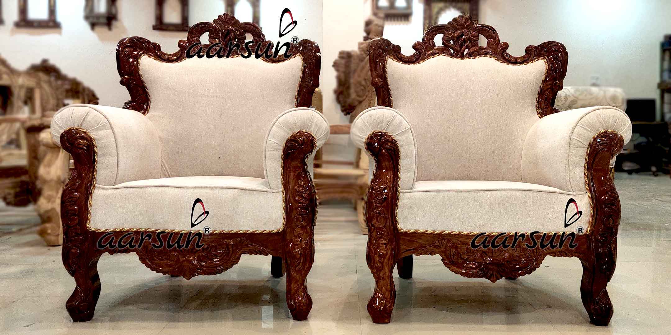 Classic Sheesham Sofa Set for Living Room-C