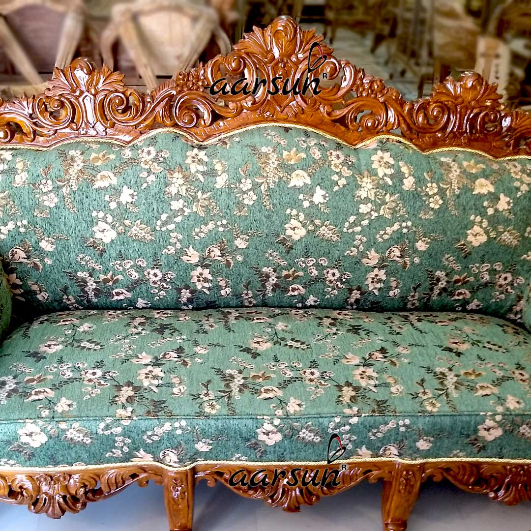 Hand-Carved 5 Seater Sofa Set-A