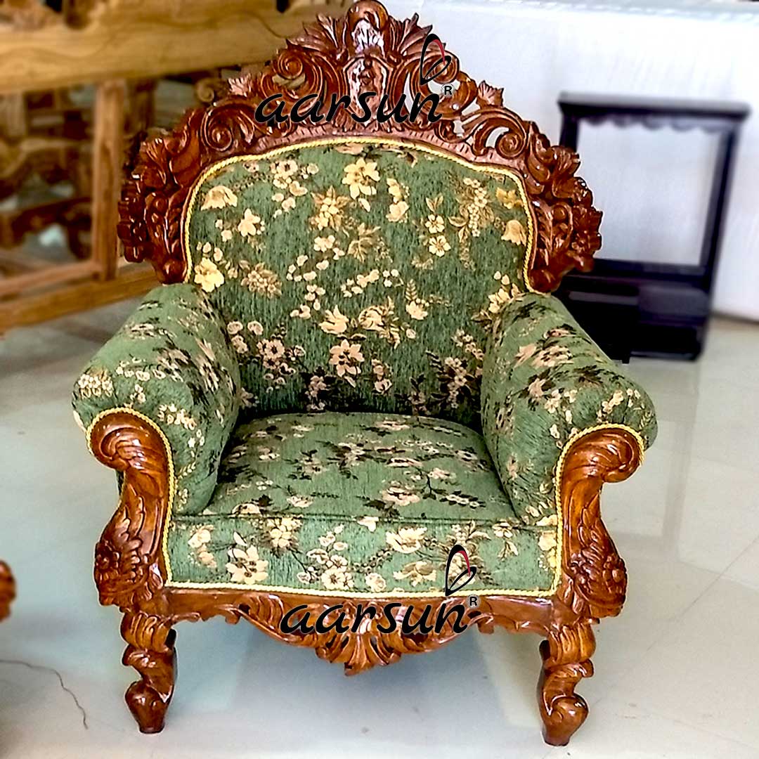 Hand-Carved 5 Seater Sofa Set-C