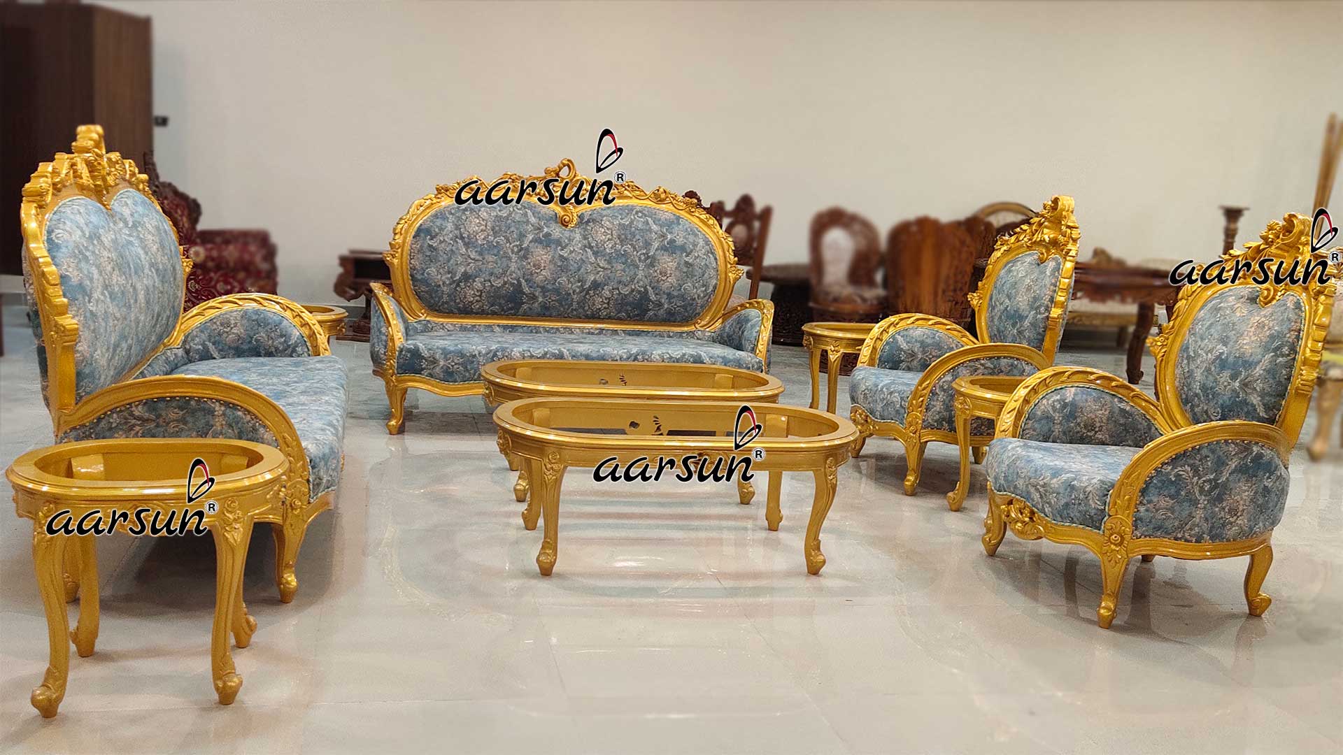 Metallic Gold Royal Sofa Set - Center Table-A