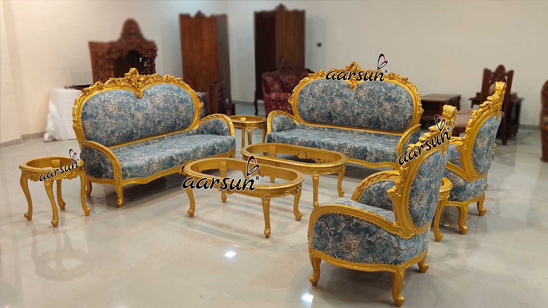 Metallic Gold Royal Sofa Set - Center Table-B